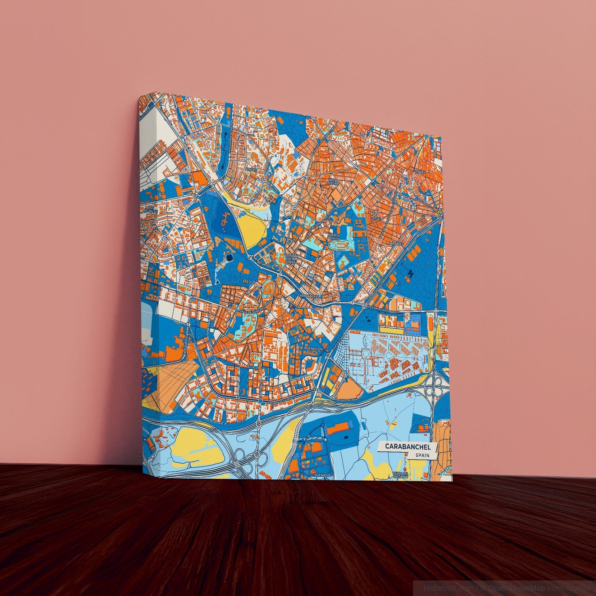 Carabanchel Spain Colorful City Map Canvas Print