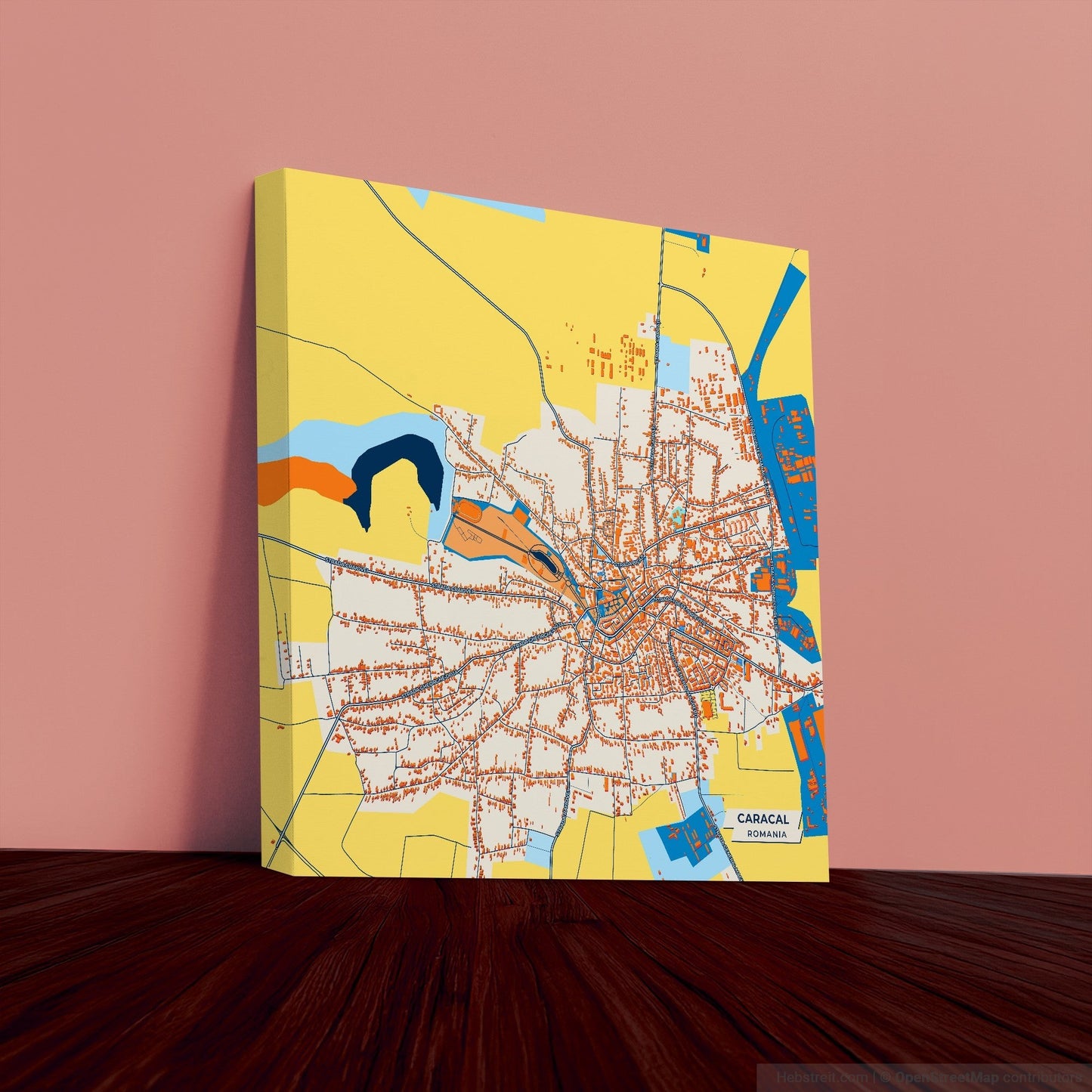 Caracal Romania Colorful City Map Canvas Print