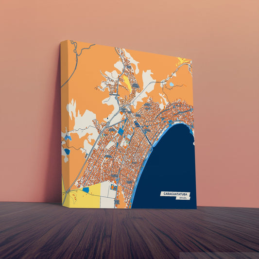 Caraguatatuba Brazil Colorful City Map Canvas Print