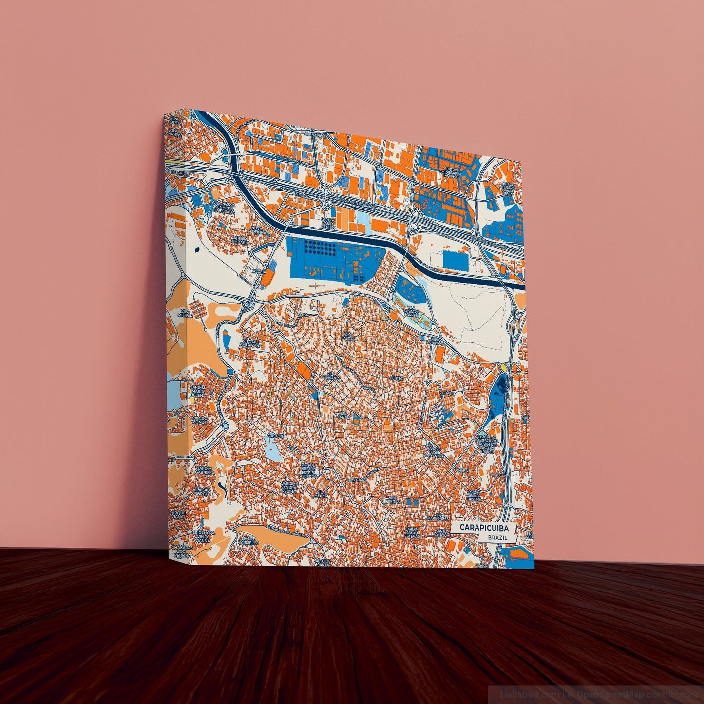 Carapicuiba Brazil Colorful City Map Canvas Print