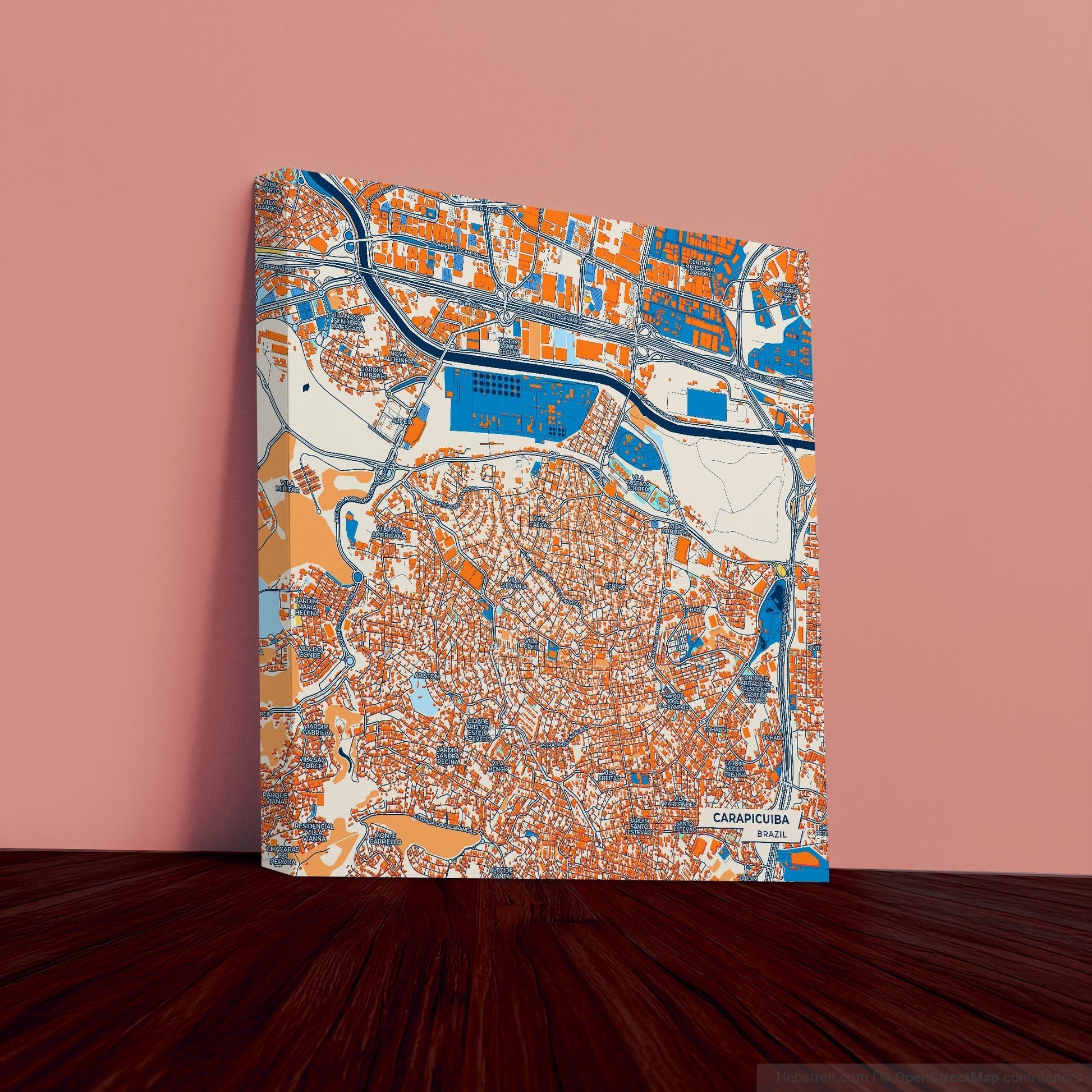 Carapicuiba Brazil Colorful City Map Canvas Print