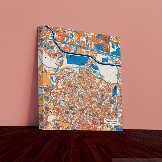 Carapicuiba Brazil Colorful City Map Canvas Print
