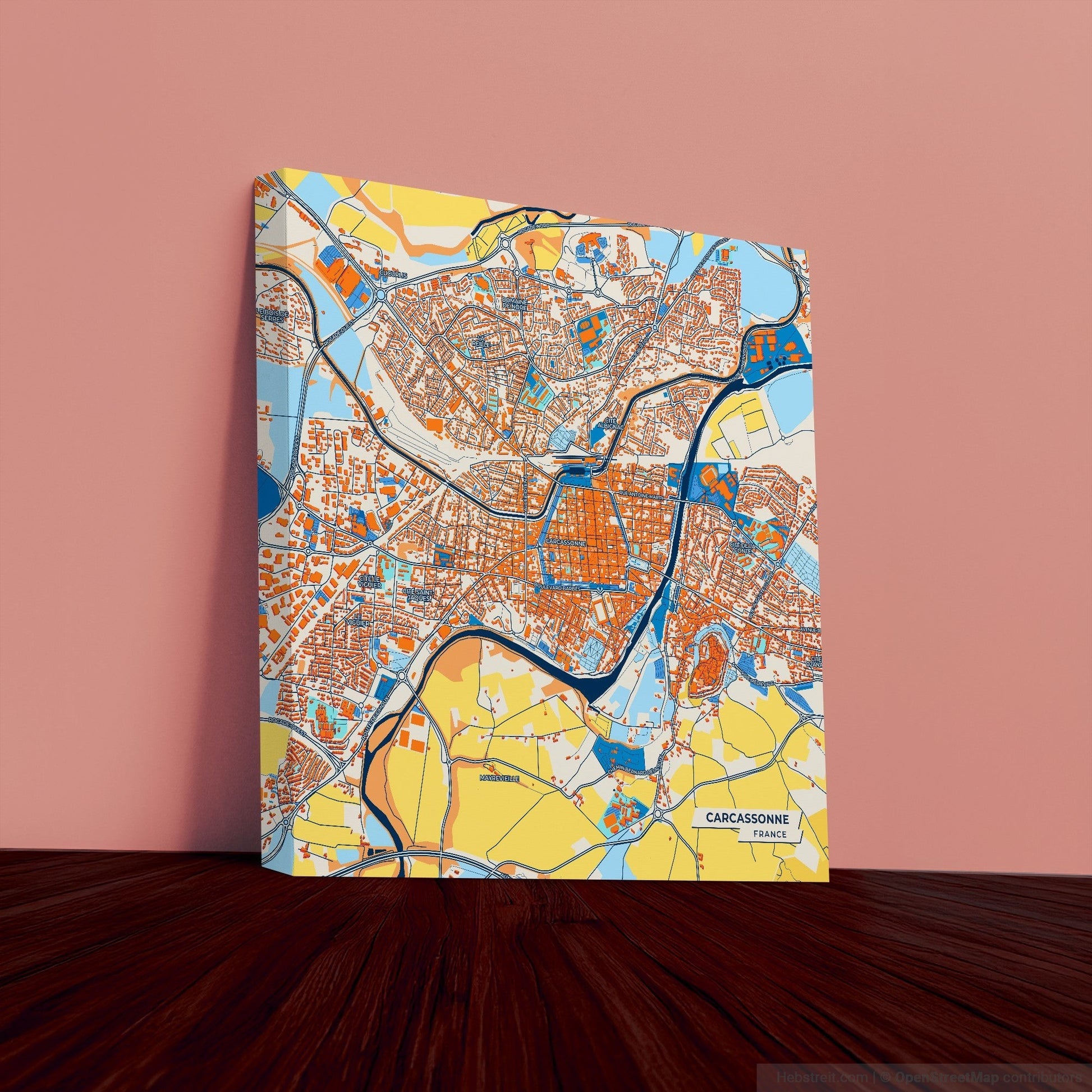 Carcassonne France Colorful City Map Canvas Print
