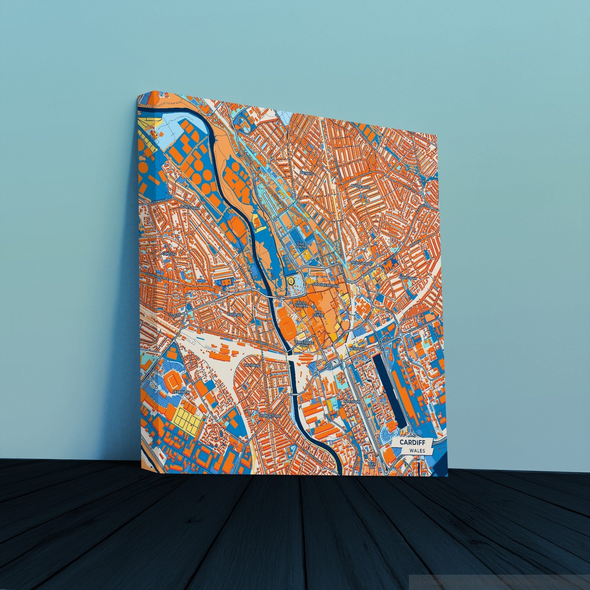 Cardiff Wales Colorful City Map Canvas Print