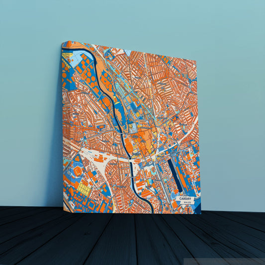 Cardiff Wales Colorful City Map Canvas Print
