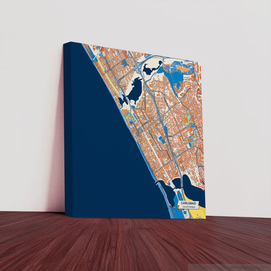 Carlsbad California Colorful City Map Canvas Print