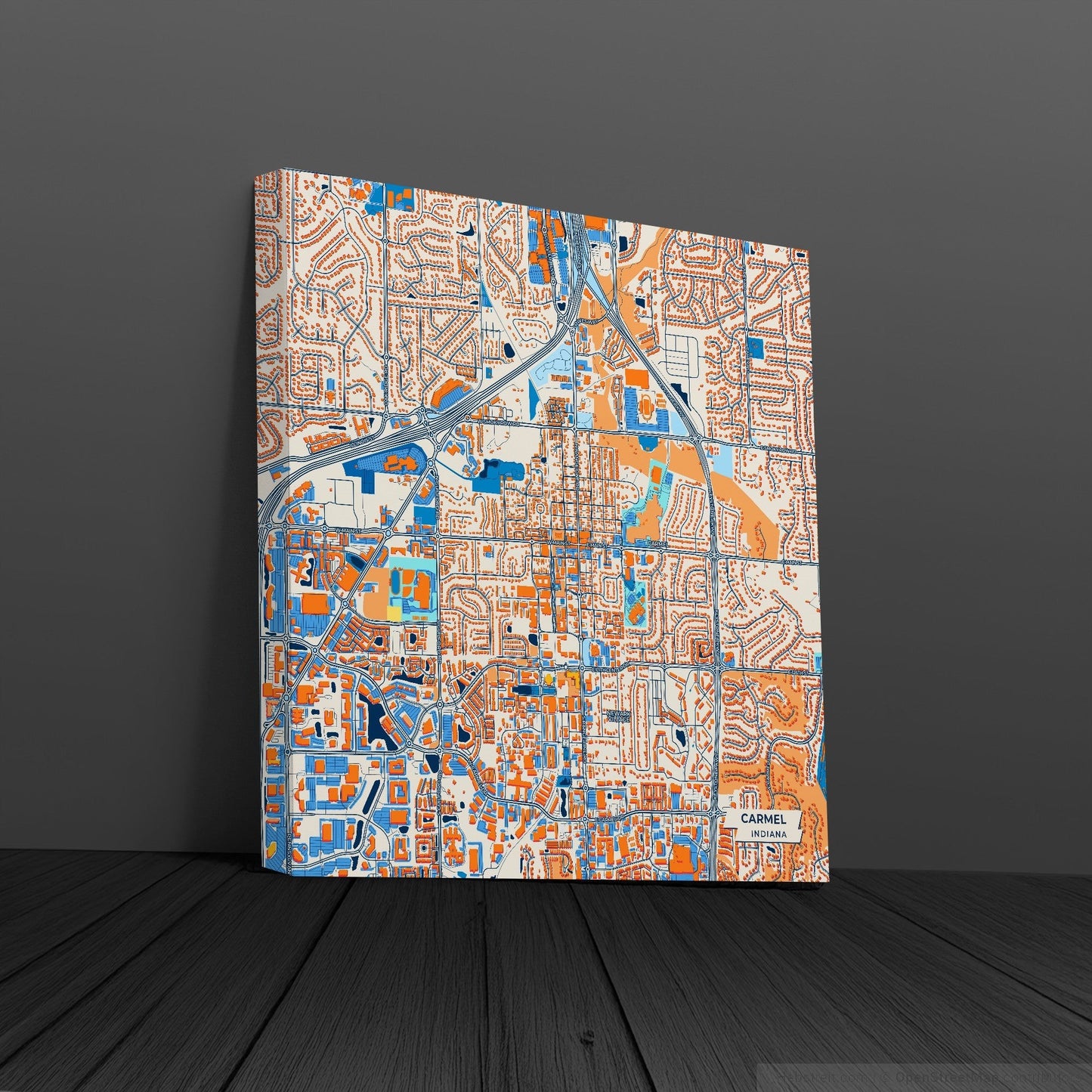 Carmel Indiana Colorful City Map Canvas Print
