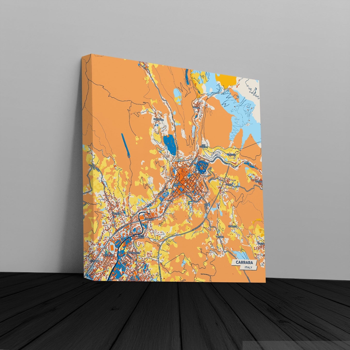 Carrara Italy Colorful City Map Canvas Print