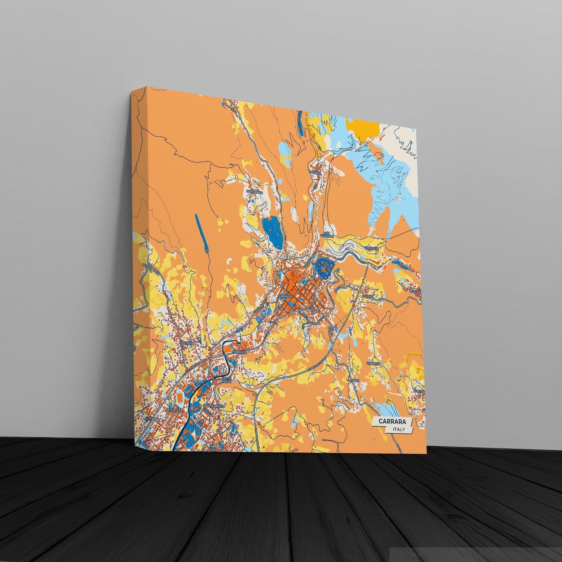 Carrara Italy Colorful City Map Canvas Print