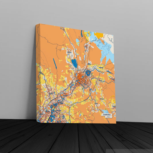 Carrara Italy Colorful City Map Canvas Print