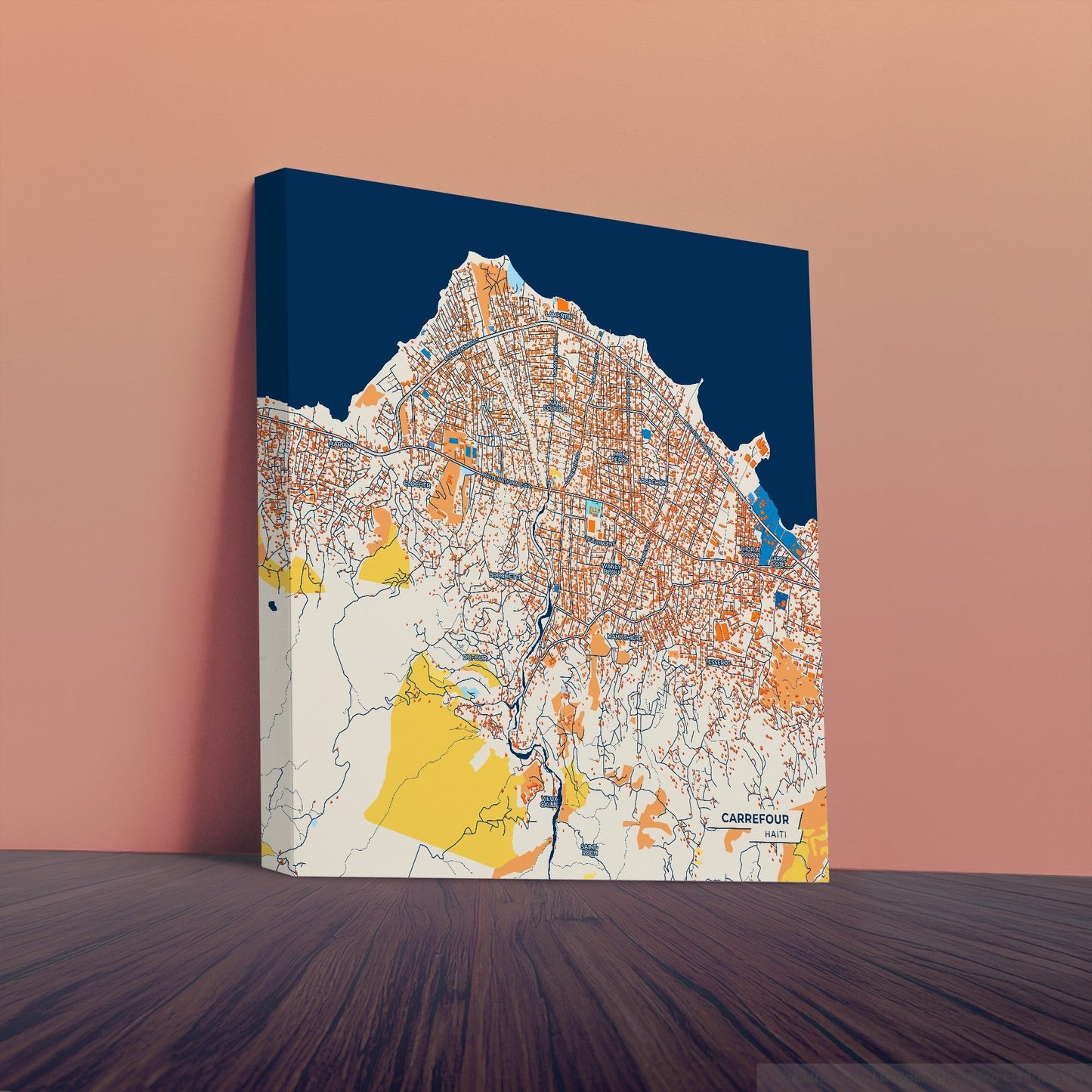 Carrefour Haiti Colorful City Map Canvas Print