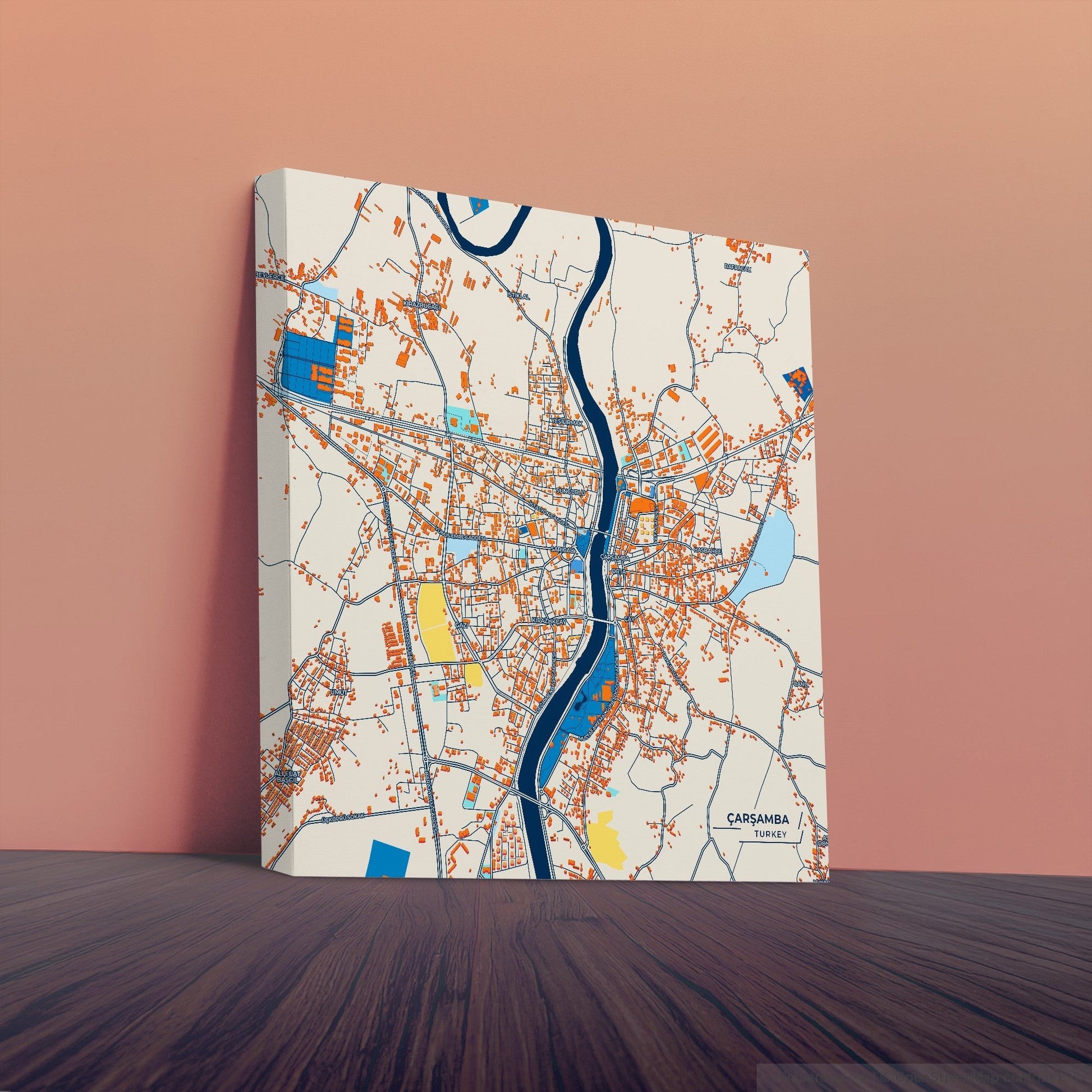 Çarşamba Turkey Colorful City Map Canvas Print