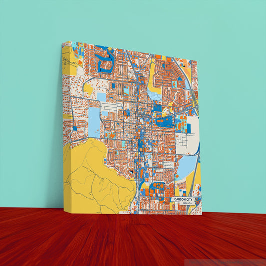 Carson City Nevada Colorful City Map Canvas Print