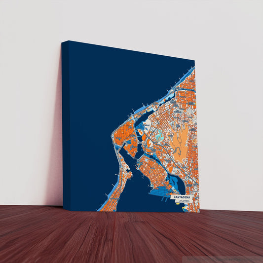 Cartagena Colombia Colorful City Map Canvas Print