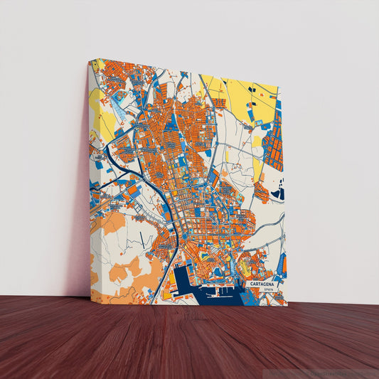 Cartagena Spain Colorful City Map Canvas Print