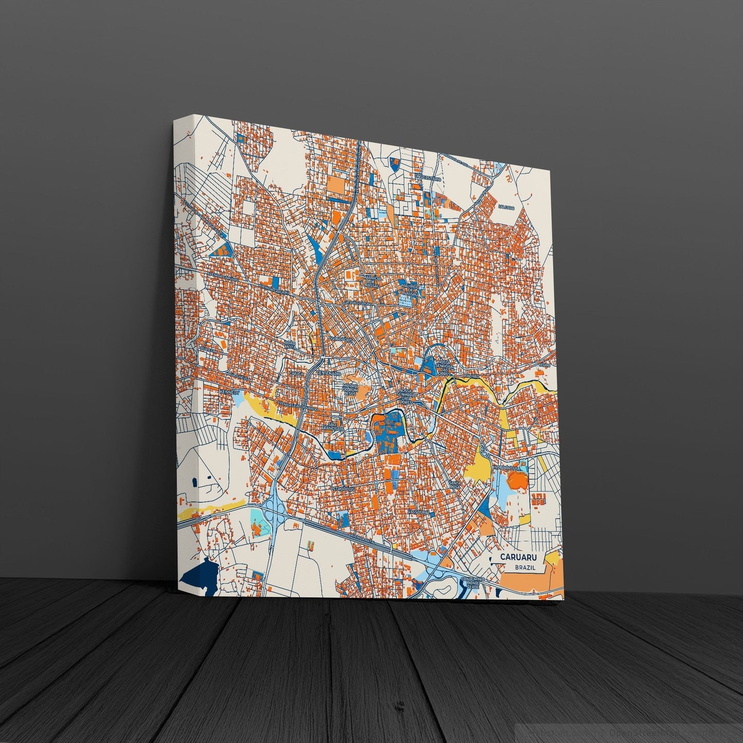 Caruaru Brazil Colorful City Map Canvas Print