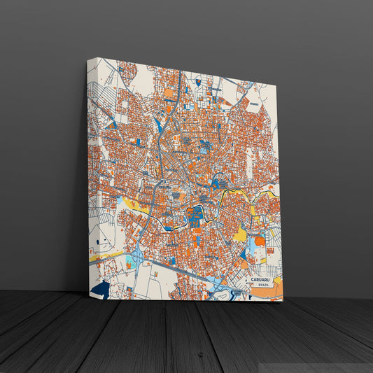 Caruaru Brazil Colorful City Map Canvas Print