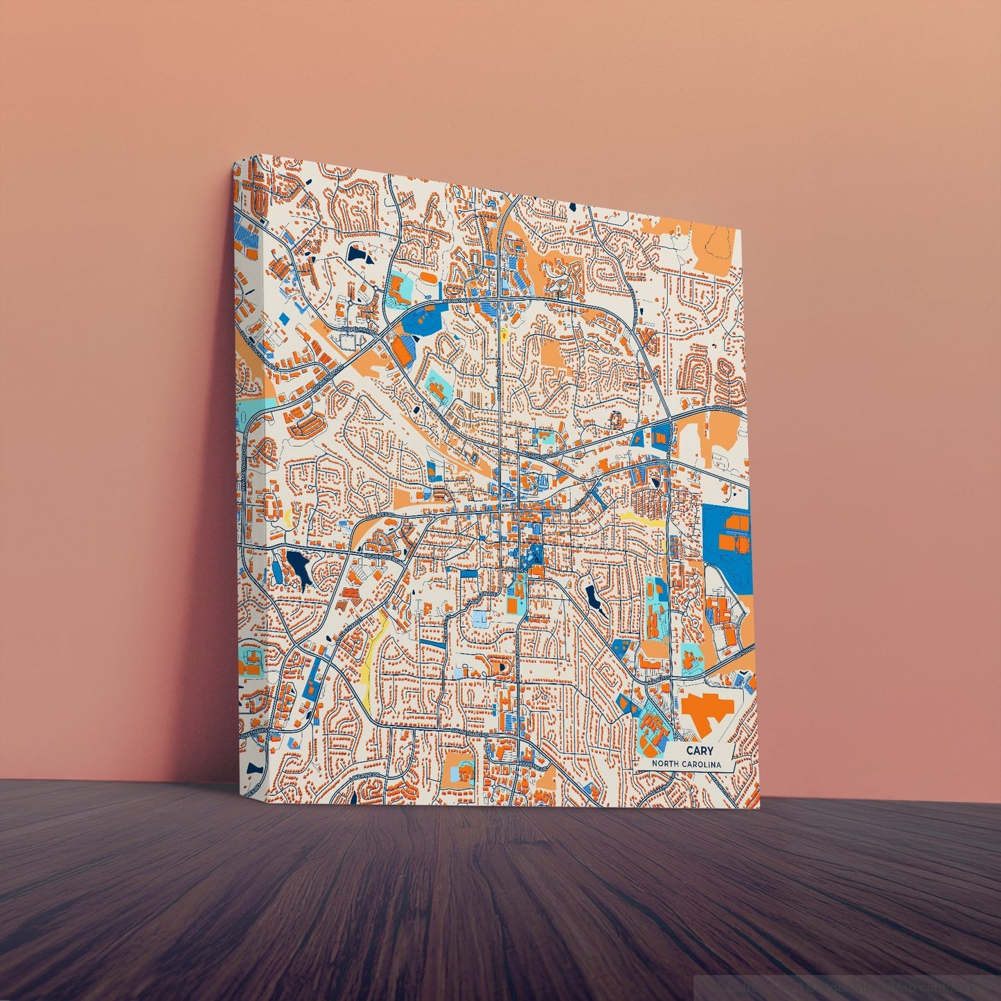 Cary North Carolina Colorful City Map Canvas Print