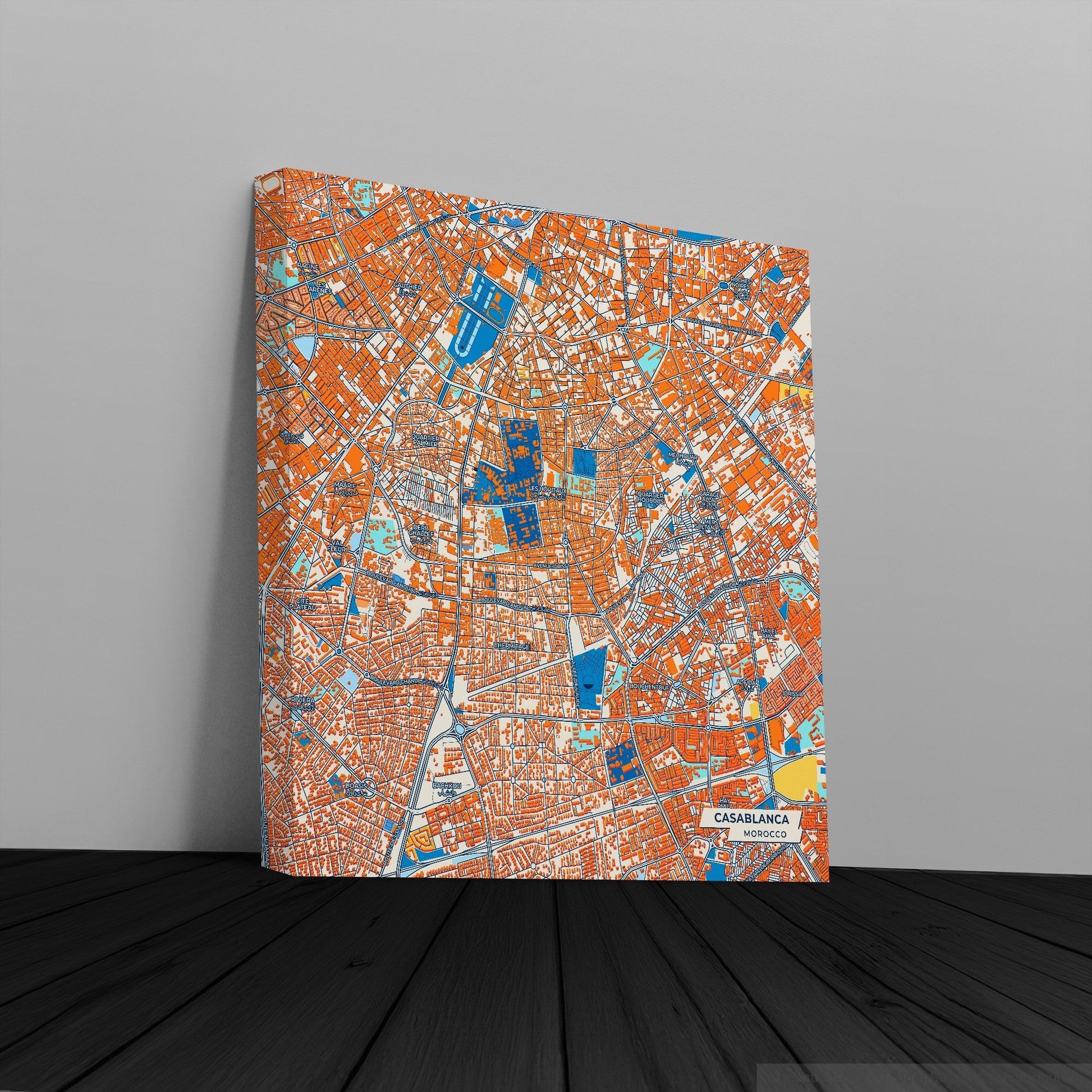 Casablanca Morocco Colorful City Map Canvas Print