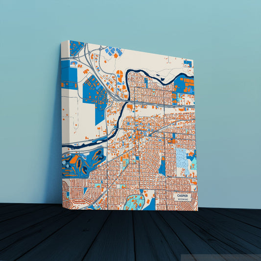Casper Wyoming Colorful City Map Canvas Print
