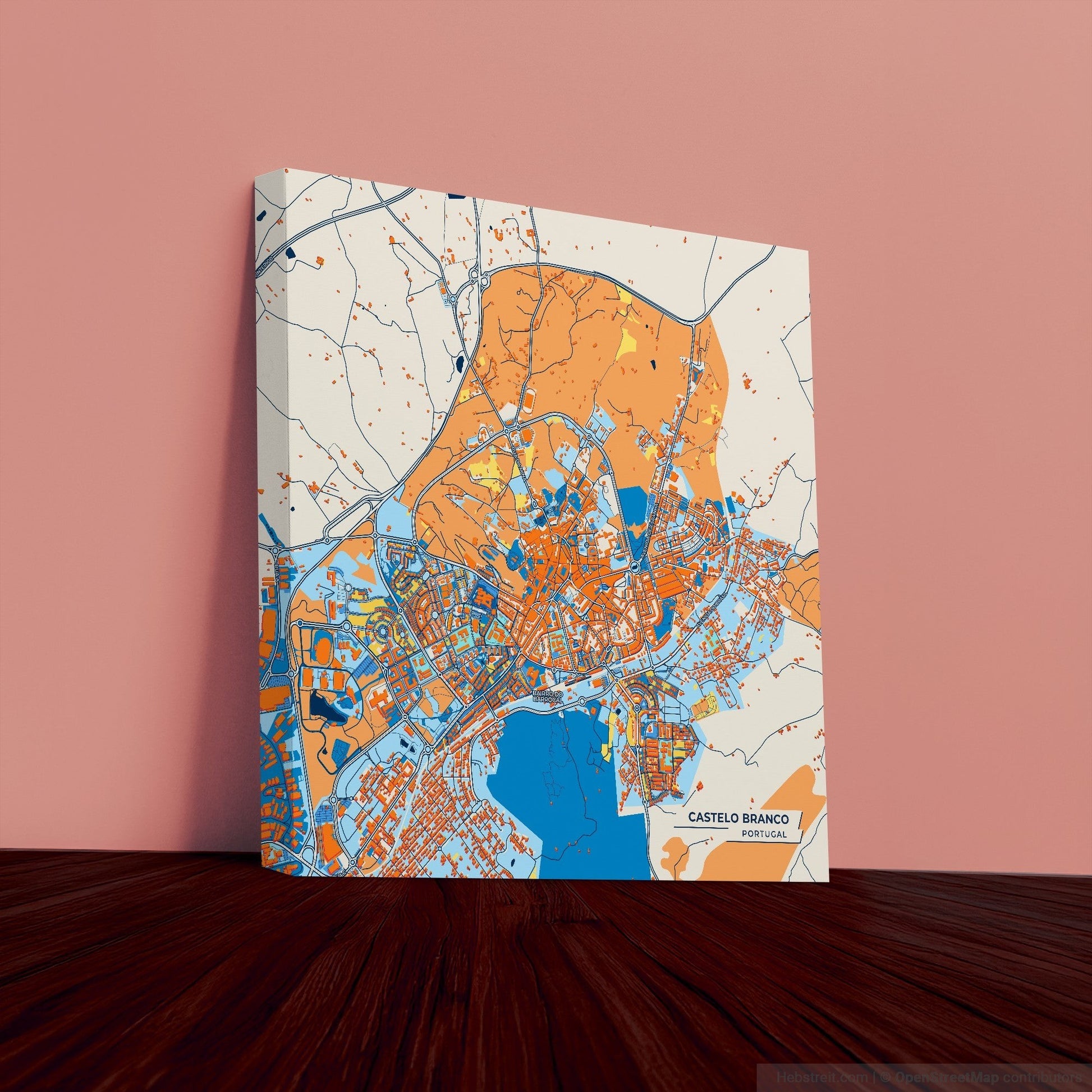 Castelo Branco Portugal Colorful City Map Canvas Print