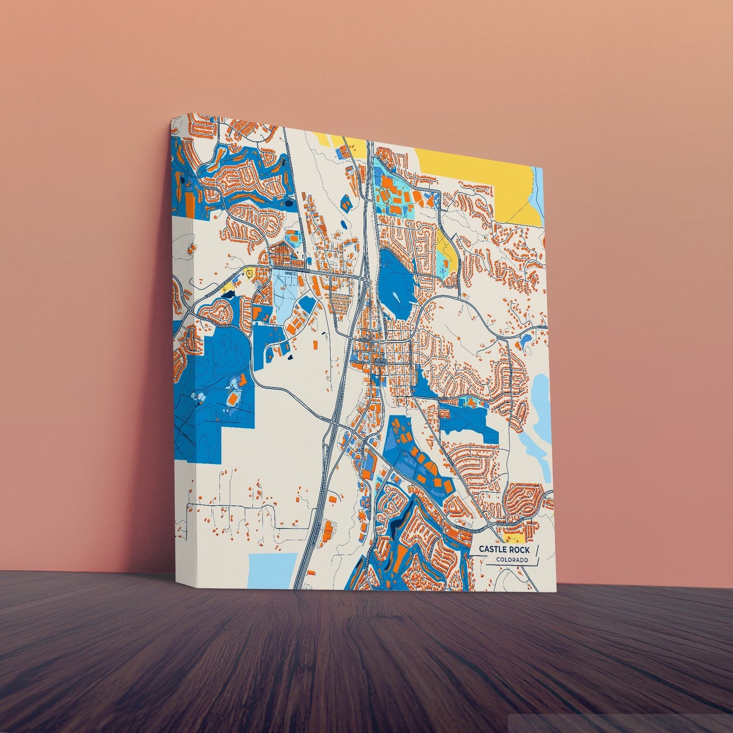 Castle Rock Colorado Colorful City Map Canvas Print