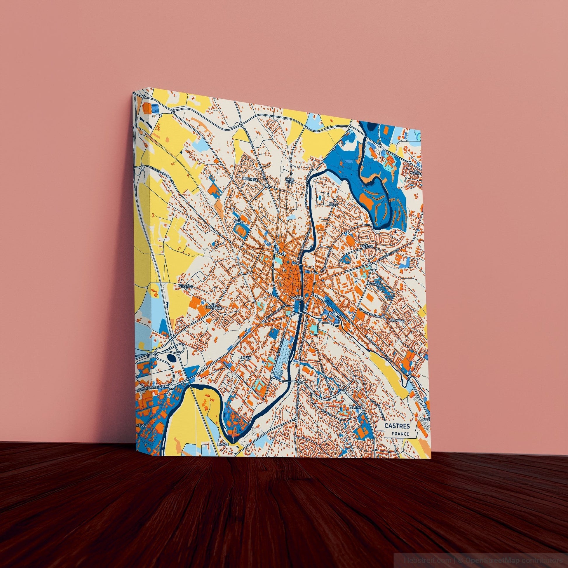 Castres France Colorful City Map Canvas Print