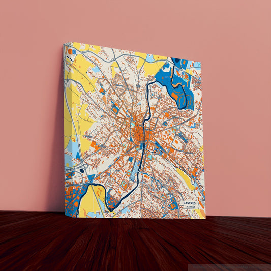 Castres France Colorful City Map Canvas Print
