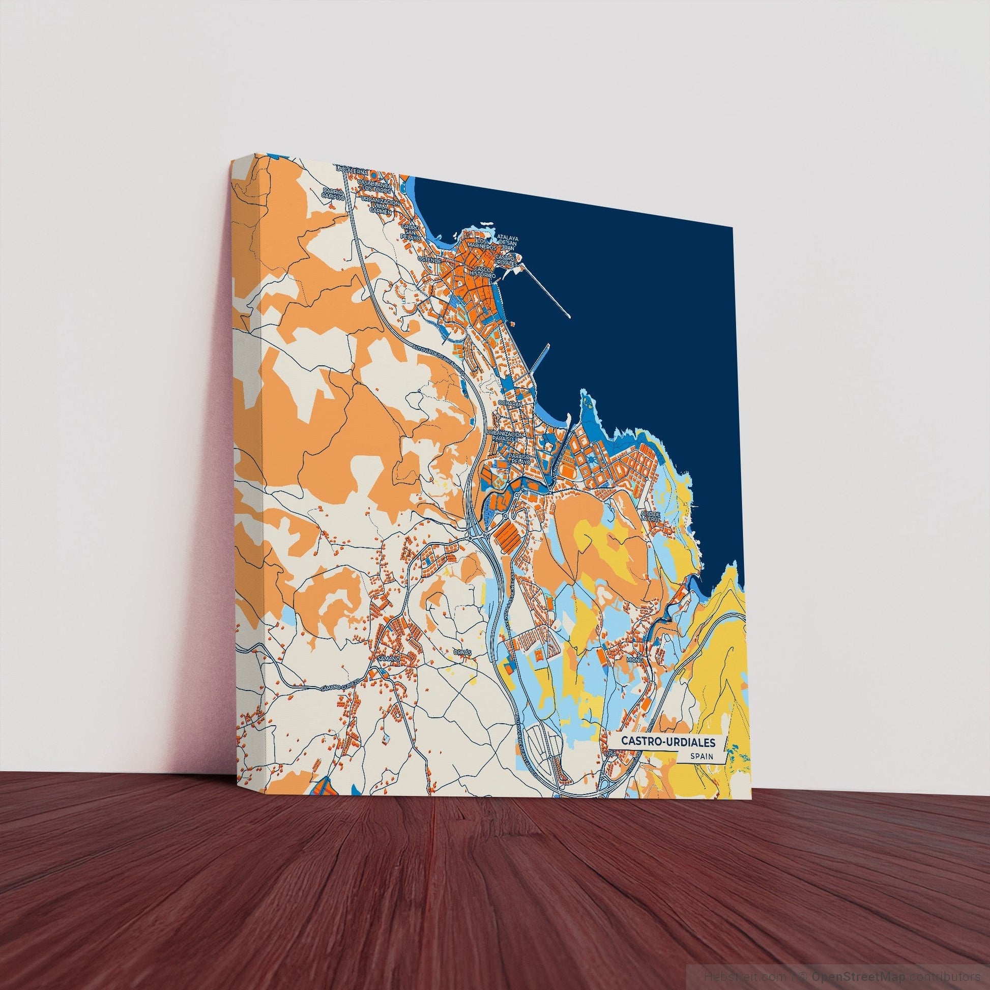 Castro-Urdiales Spain Colorful City Map Canvas Print
