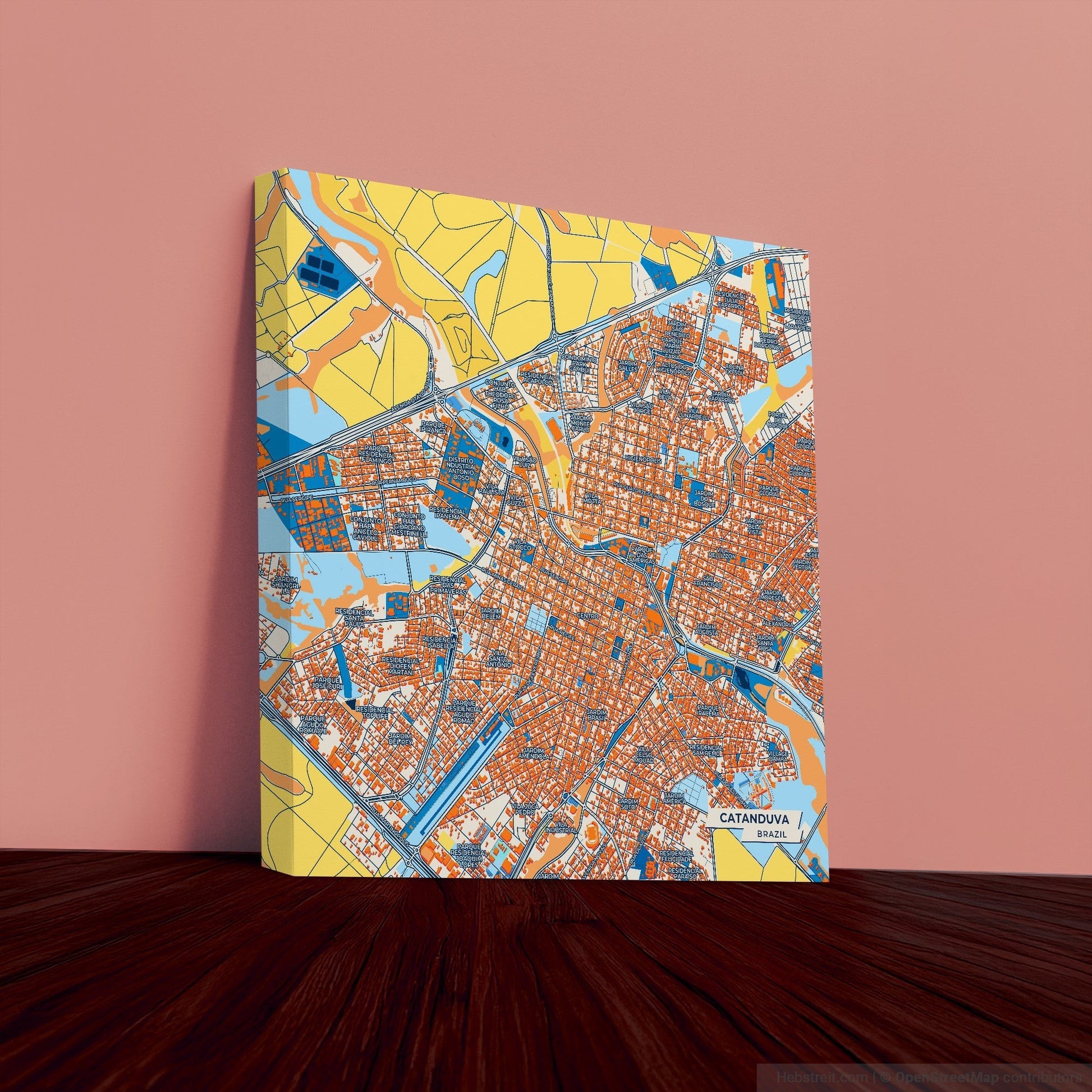 Catanduva Brazil Colorful City Map Canvas Print