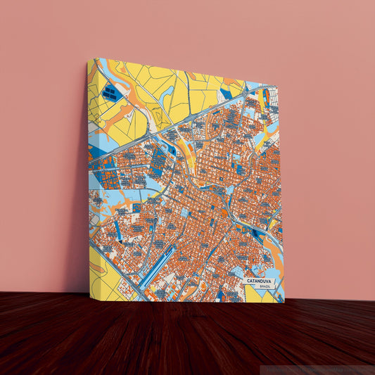 Catanduva Brazil Colorful City Map Canvas Print