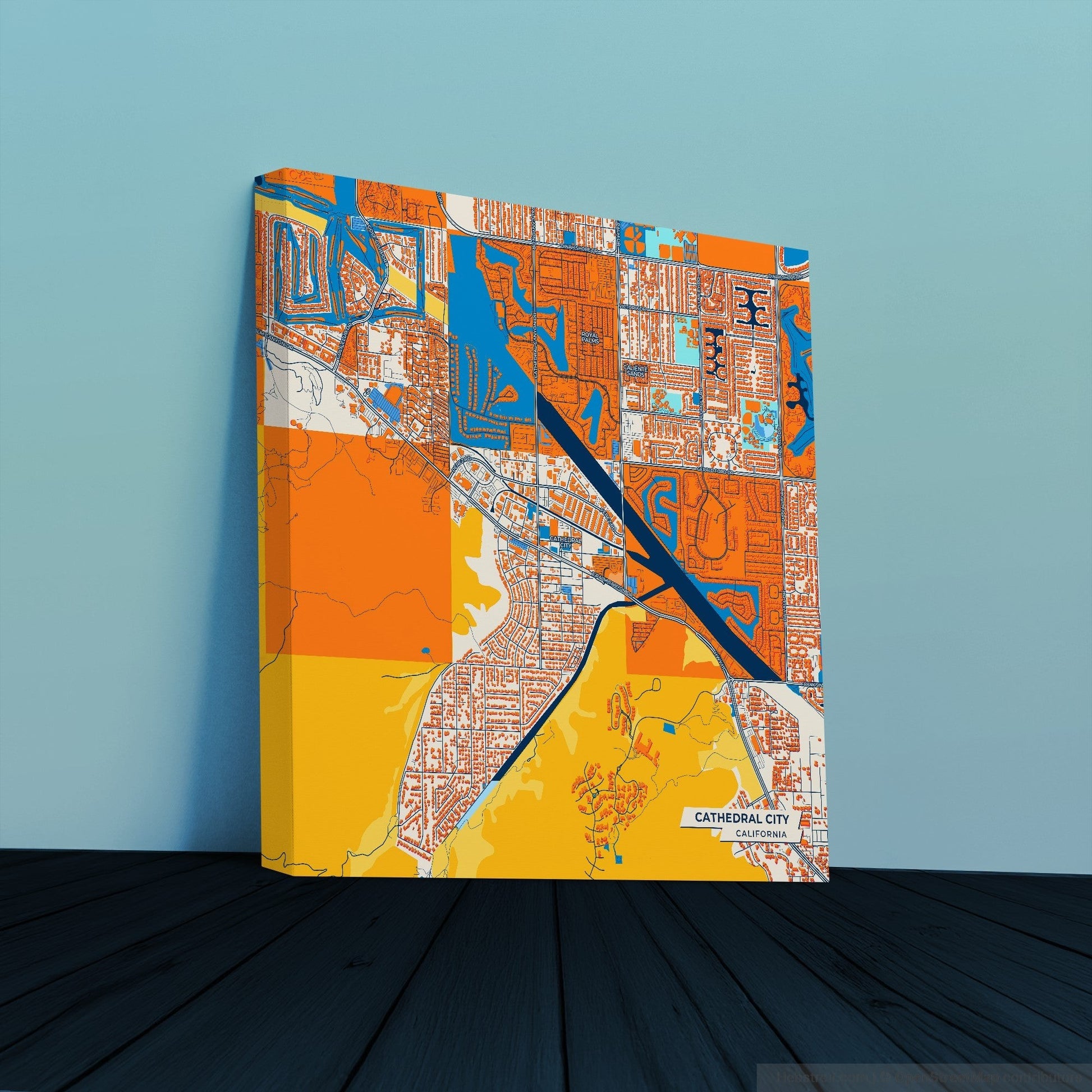 Cathedral City California Colorful City Map Canvas Print
