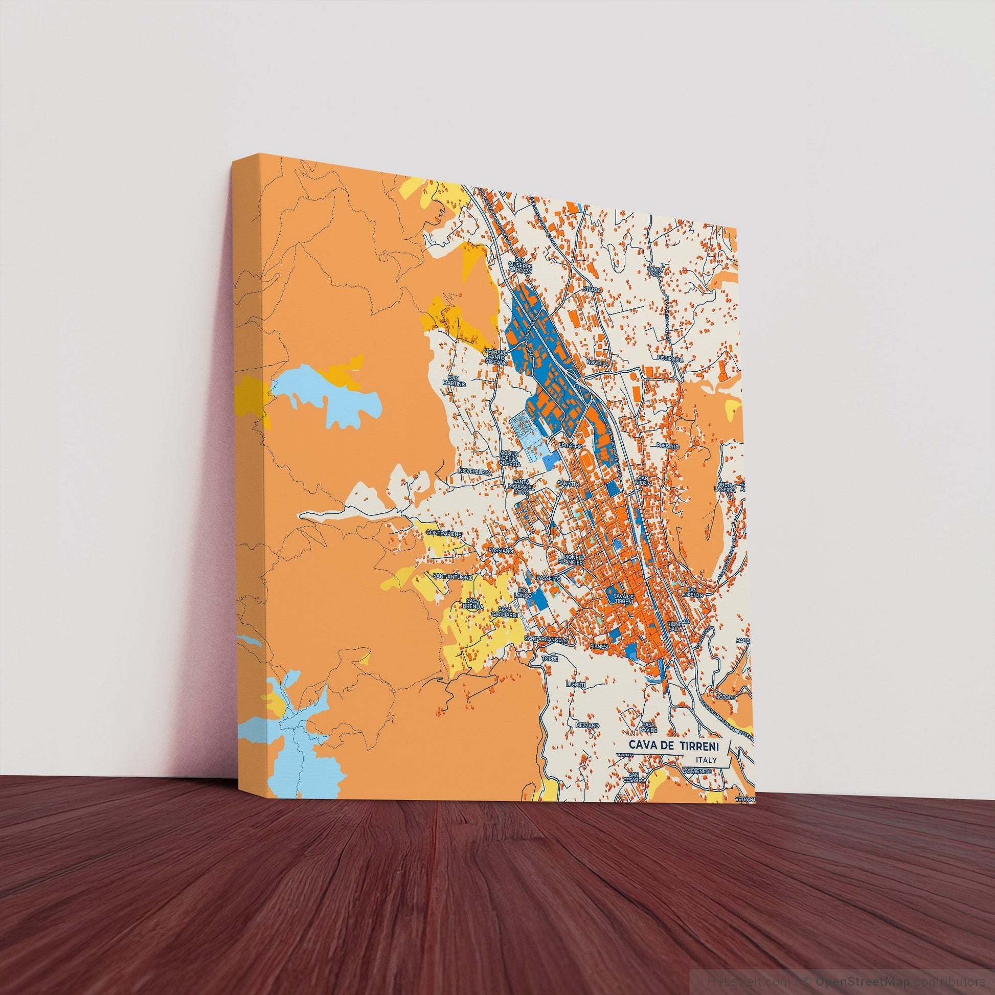 Cava De  Tirreni Italy Colorful City Map Canvas Print