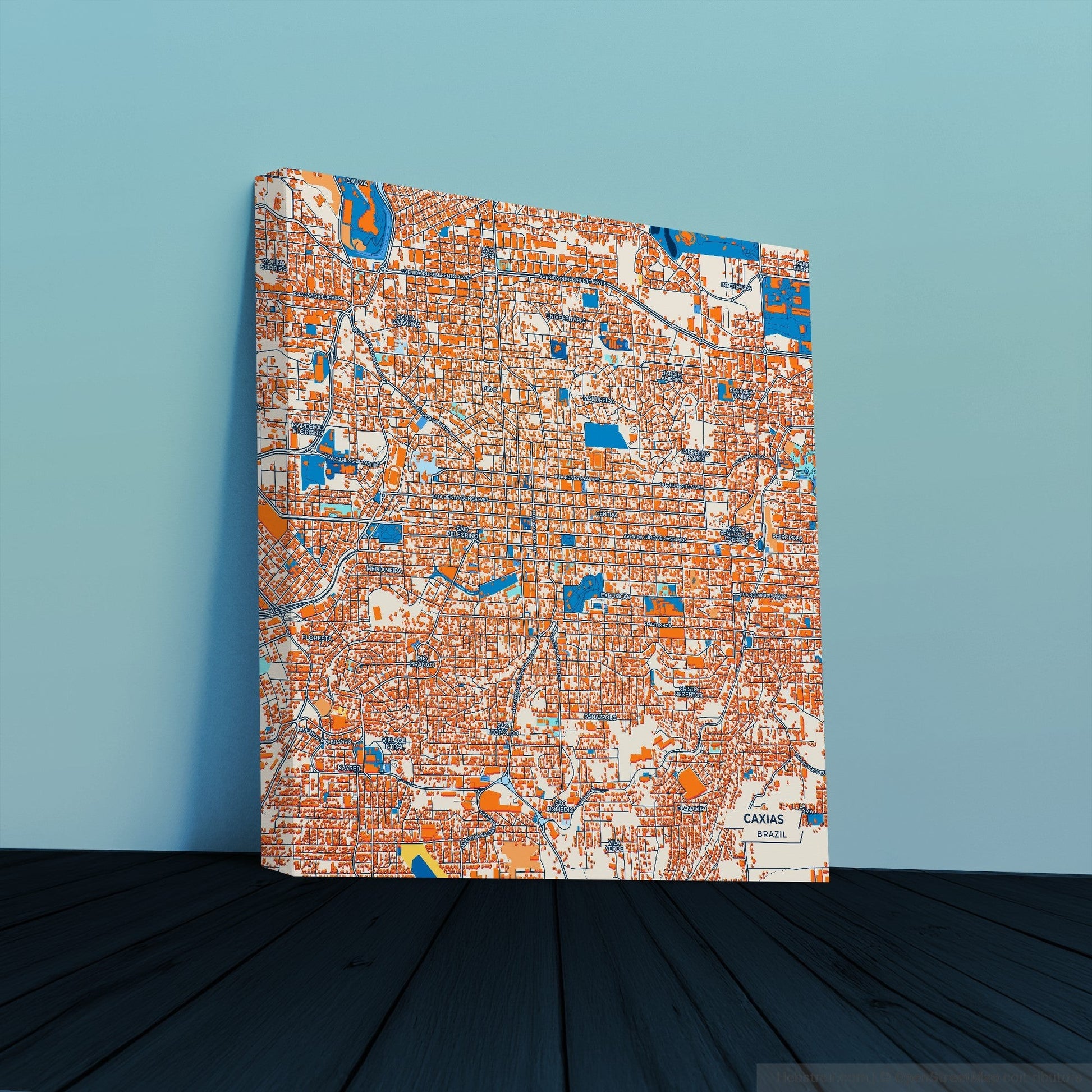 Caxias Brazil Colorful City Map Canvas Print