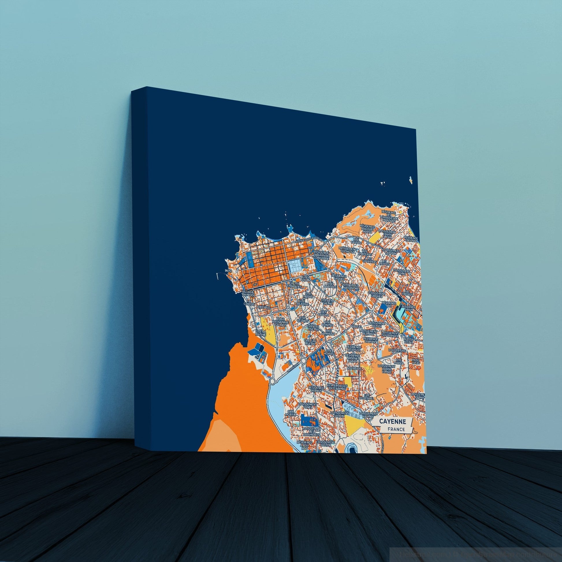 Cayenne France Colorful City Map Canvas Print