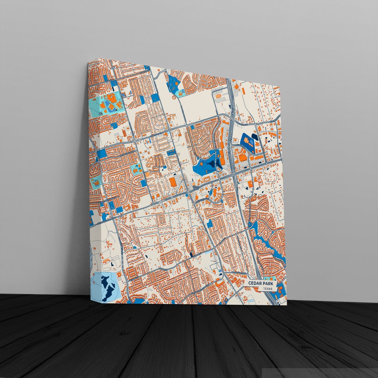 Cedar Park Texas Colorful City Map Canvas Print