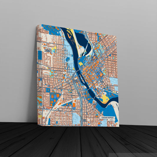 Cedar Rapids Iowa Colorful City Map Canvas Print