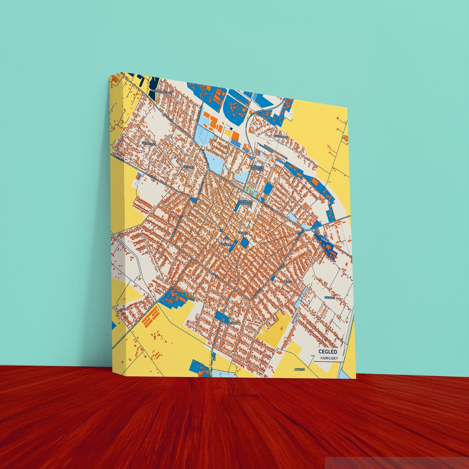 Cegléd Hungary Colorful City Map Canvas Print