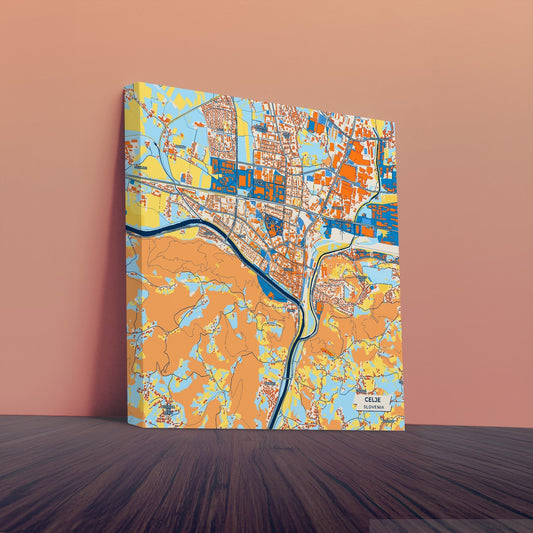 Celje Slovenia Colorful City Map Canvas Print