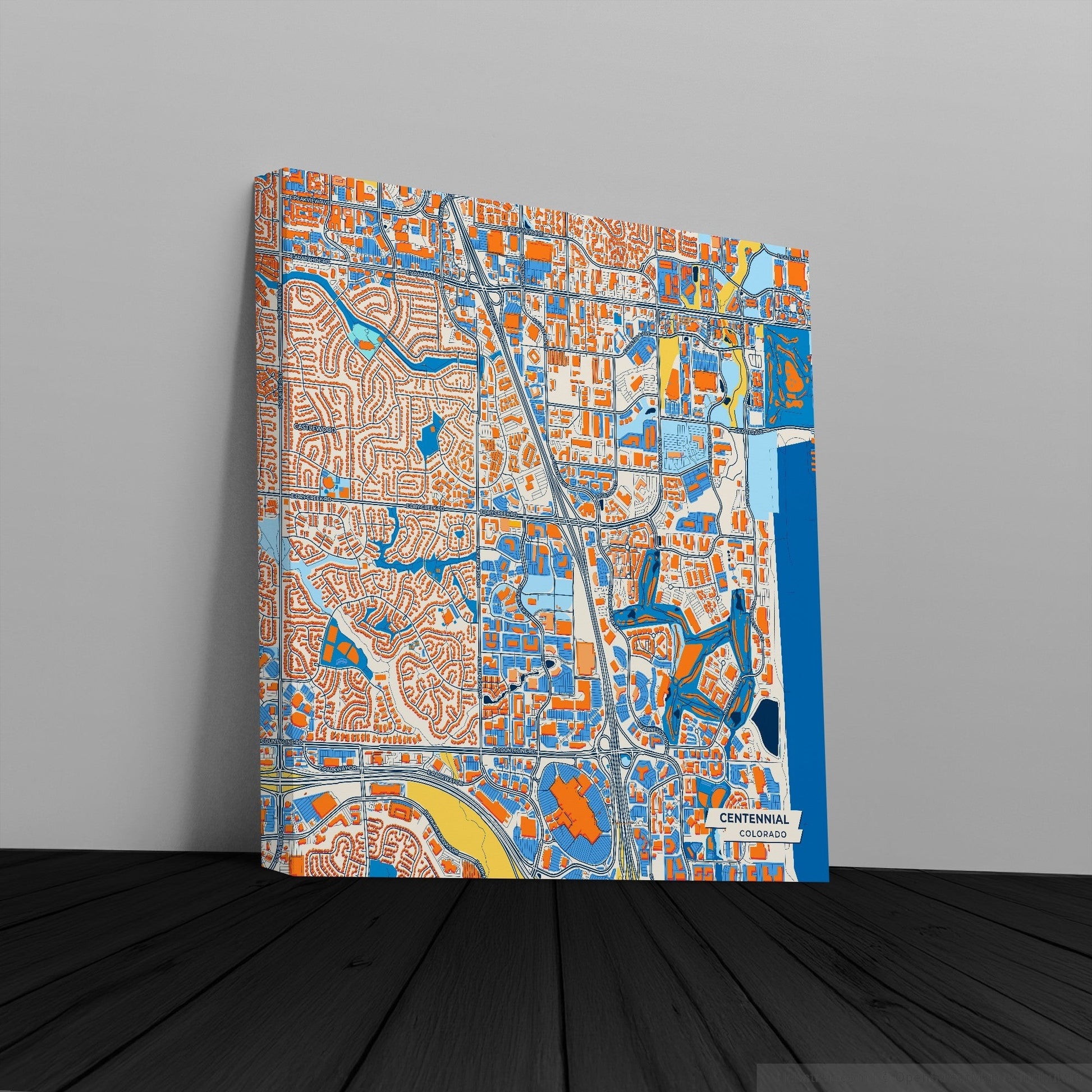 Centennial Colorado Colorful City Map Canvas Print