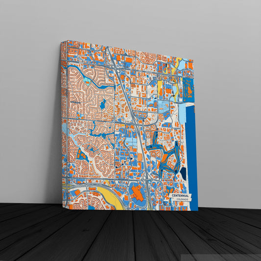 Centennial Colorado Colorful City Map Canvas Print