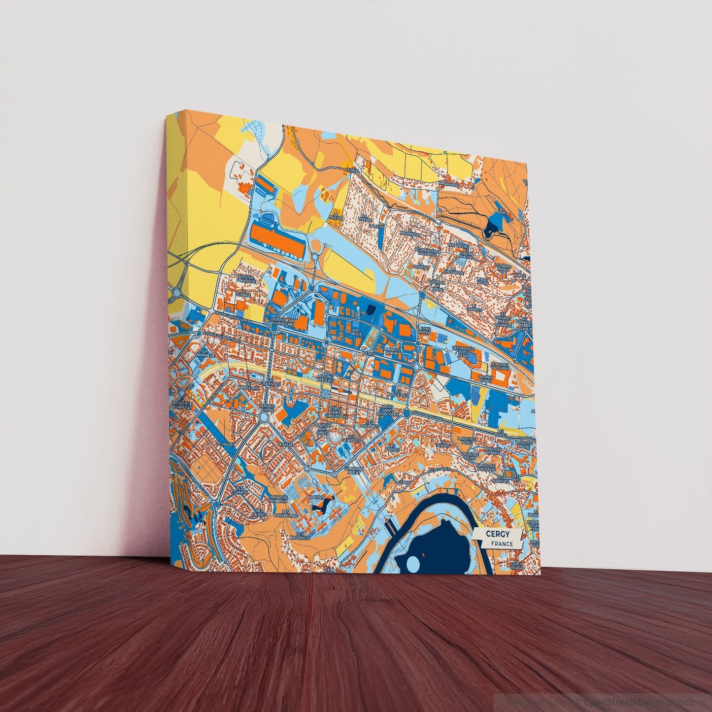 Cergy France Colorful City Map Canvas Print