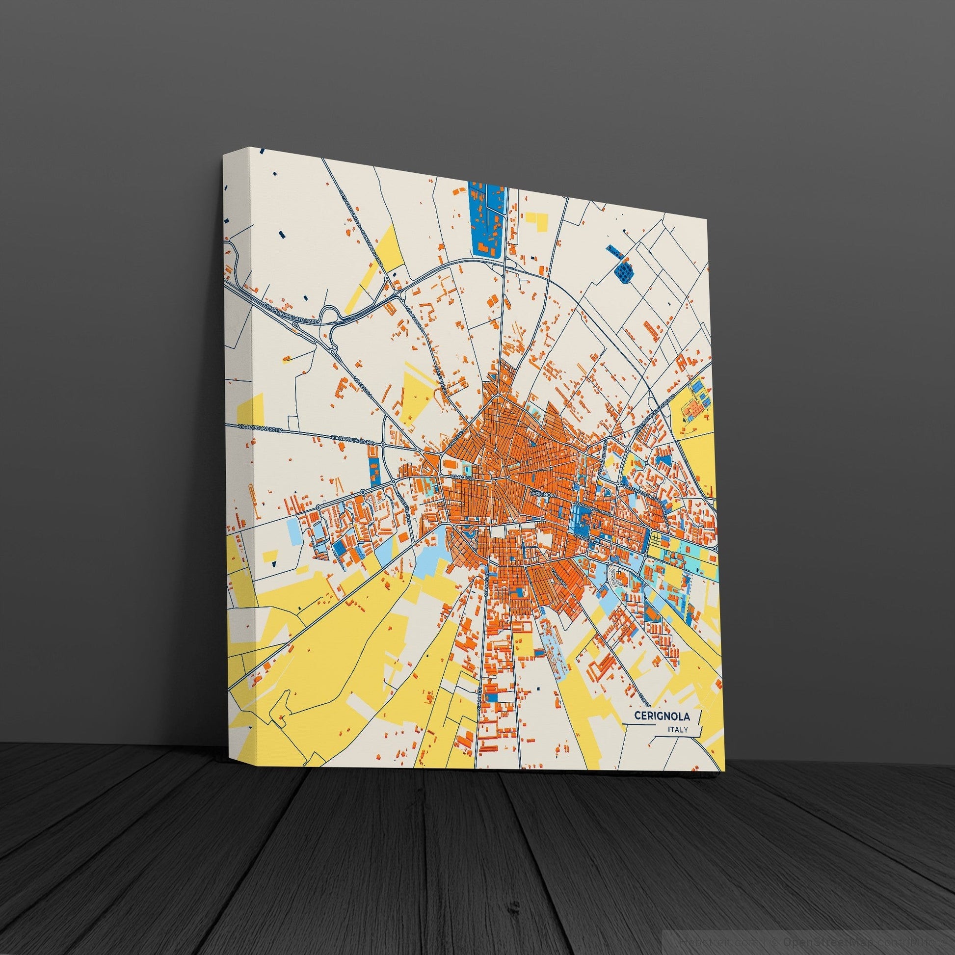 Cerignola Italy Colorful City Map Canvas Print