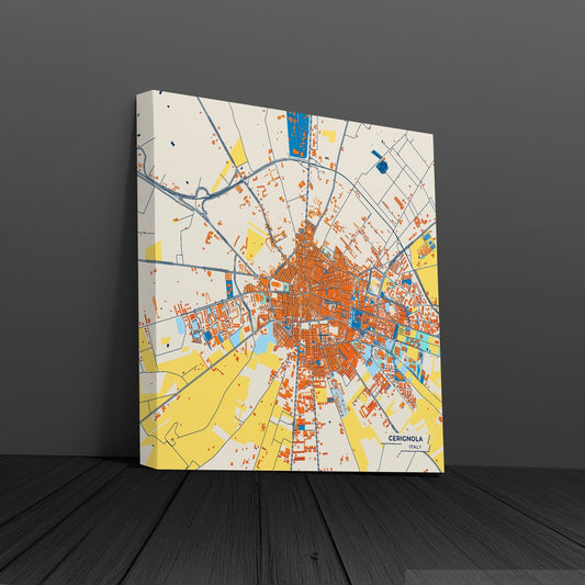 Cerignola Italy Colorful City Map Canvas Print