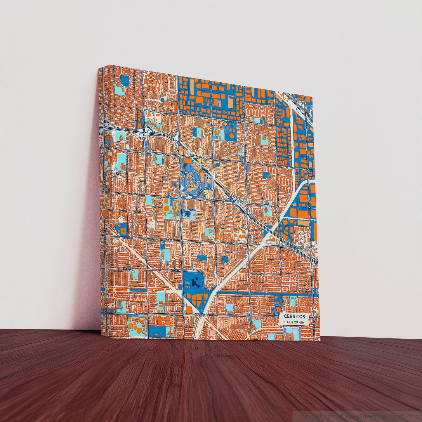 Cerritos California Colorful City Map Canvas Print