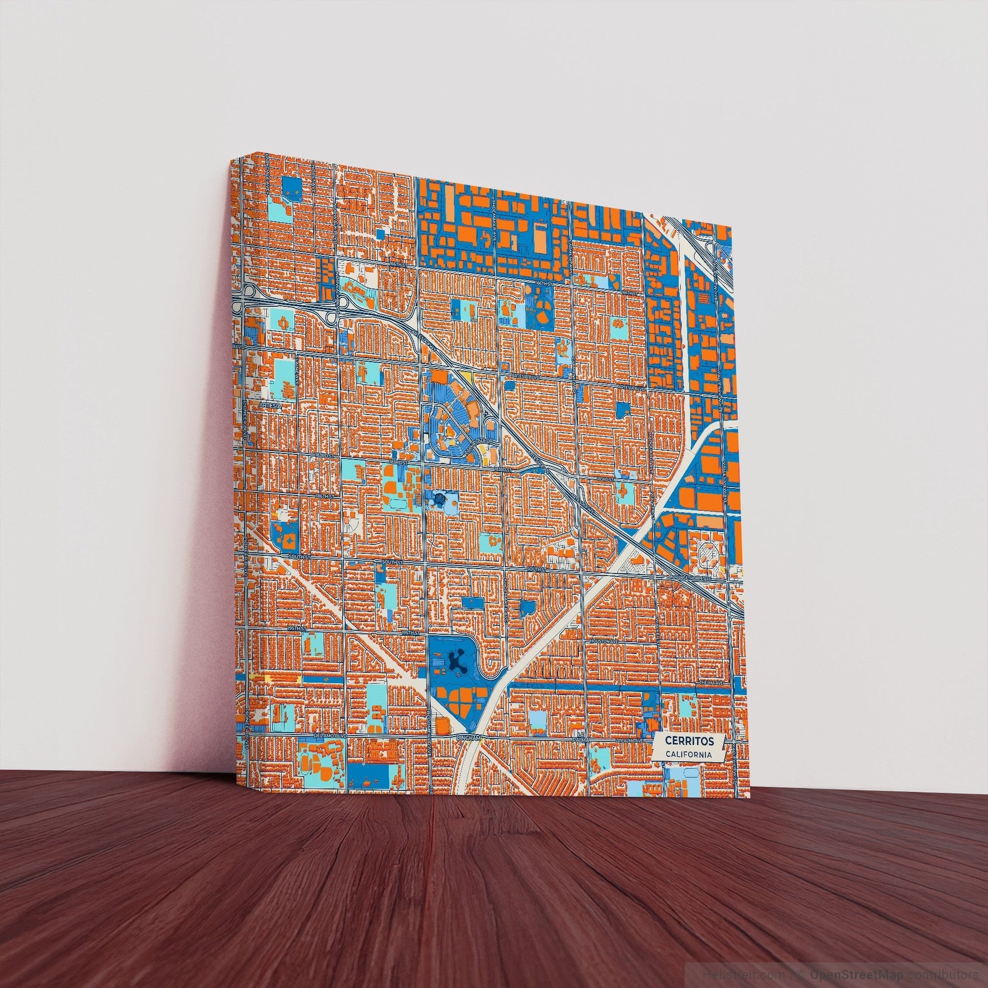 Cerritos California Colorful City Map Canvas Print