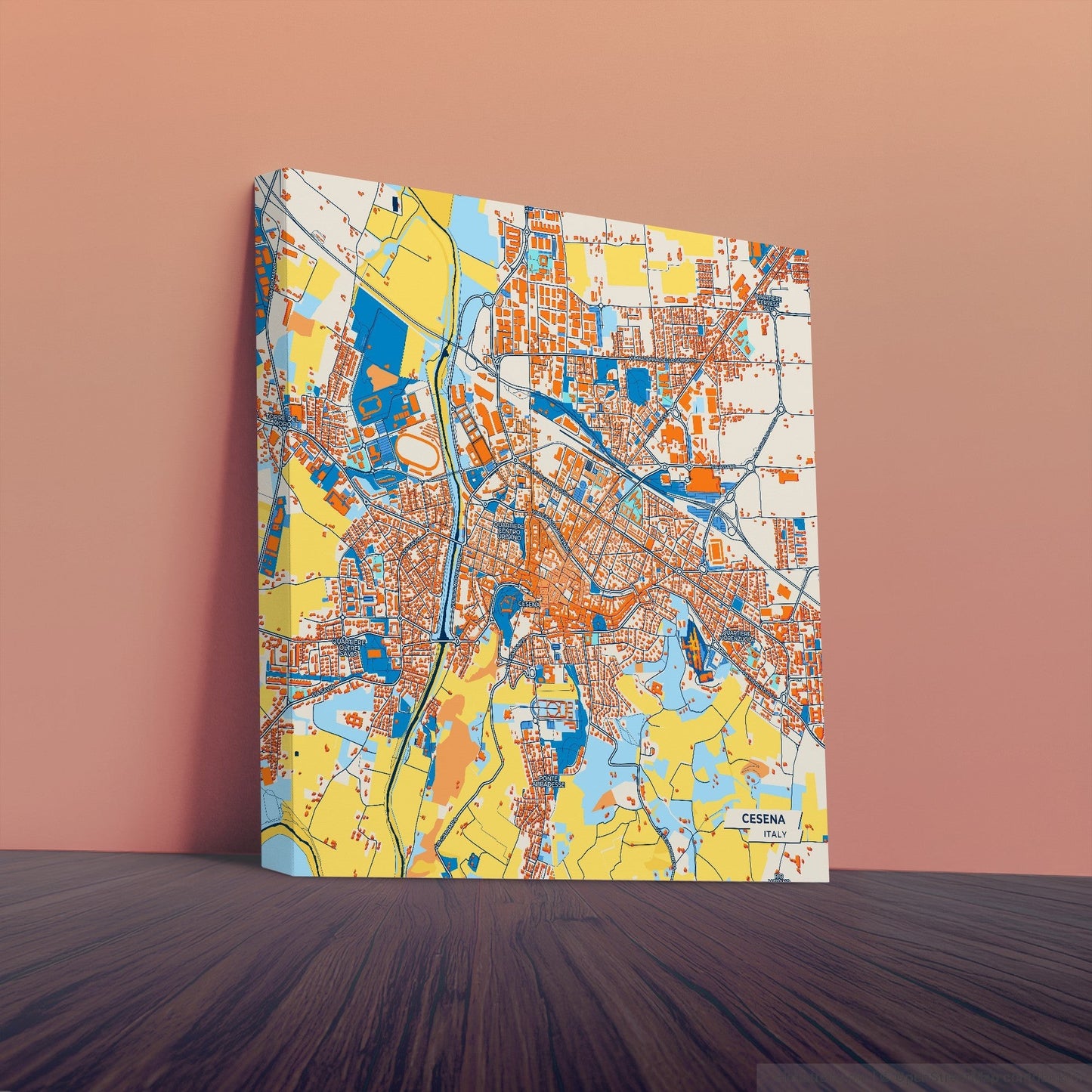 Cesena Italy Colorful City Map Canvas Print