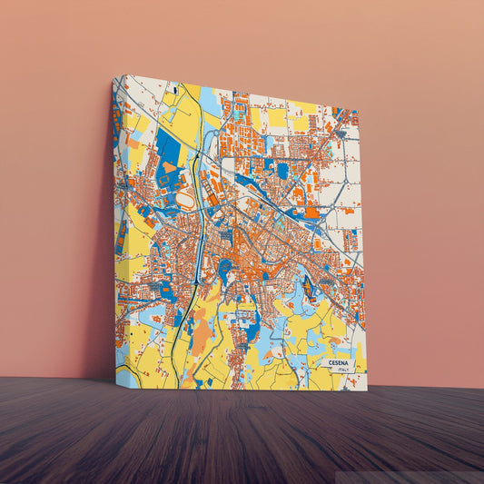 Cesena Italy Colorful City Map Canvas Print