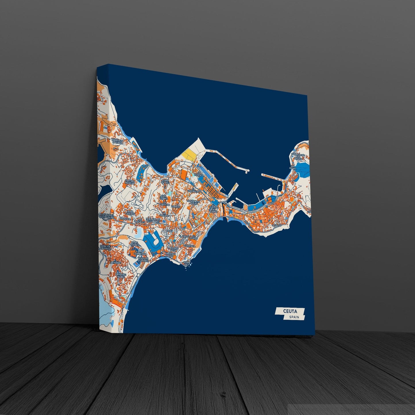 Ceuta Spain Colorful City Map Canvas Print