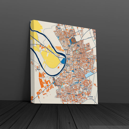 Ceyhan Turkey Colorful City Map Canvas Print